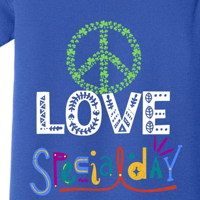 Peace Love Specialday Outfit Shamrock Lucky And Gift Baby Bodysuit