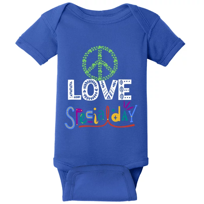 Peace Love Specialday Outfit Shamrock Lucky And Gift Baby Bodysuit