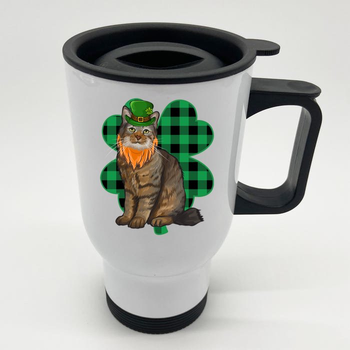 Pixiebob Leprechaun St Patricks Day Lucky Clover Gift Front & Back Stainless Steel Travel Mug