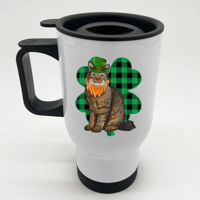 Pixiebob Leprechaun St Patricks Day Lucky Clover Gift Front & Back Stainless Steel Travel Mug