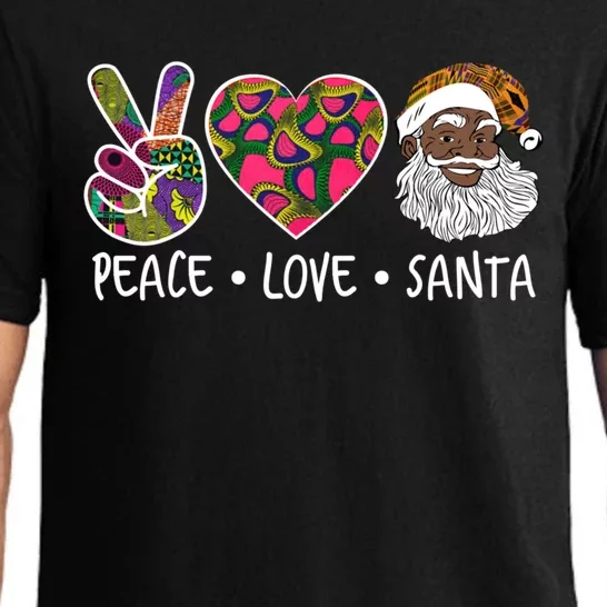 Peace Love Santa African Print Design African American Santa Gift Pajama Set