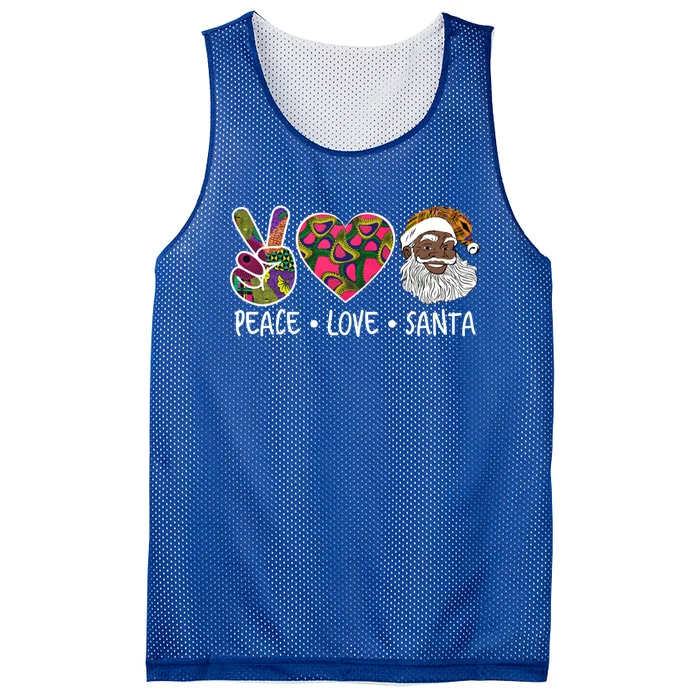 Peace Love Santa African Print Design African American Santa Gift Mesh Reversible Basketball Jersey Tank