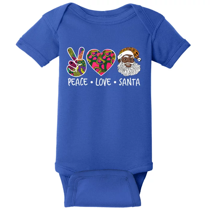 Peace Love Santa African Print Design African American Santa Gift Baby Bodysuit