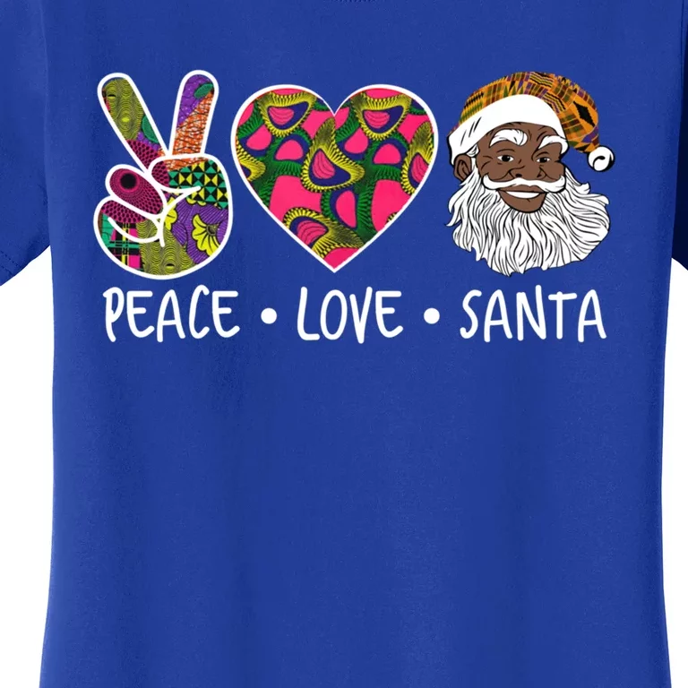 Peace Love Santa African Print Design African American Santa Gift Women's T-Shirt