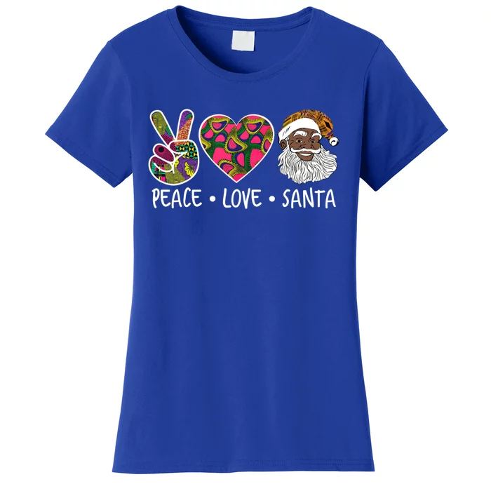 Peace Love Santa African Print Design African American Santa Gift Women's T-Shirt