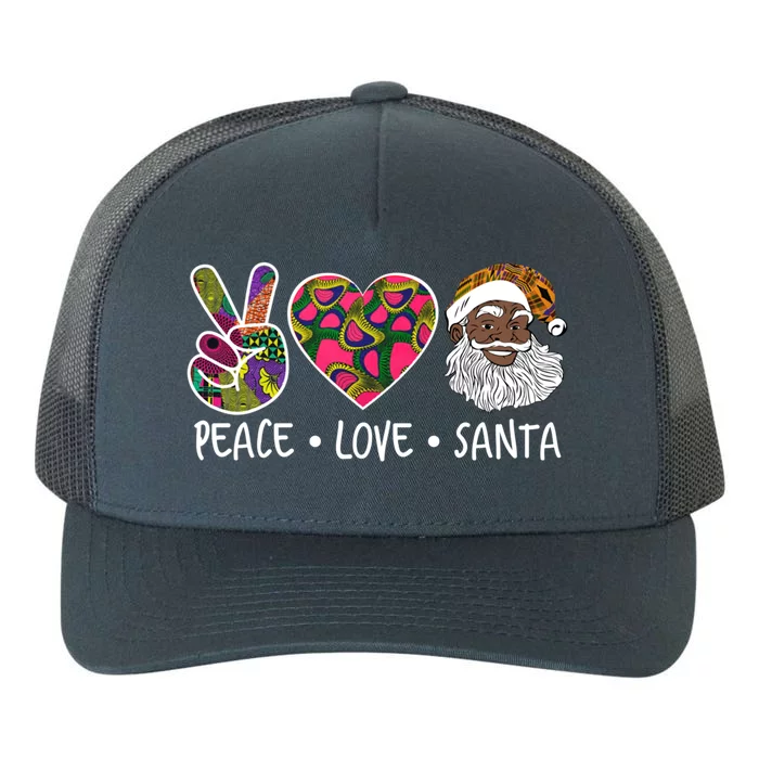 Peace Love Santa African Print Design African American Santa Gift Yupoong Adult 5-Panel Trucker Hat