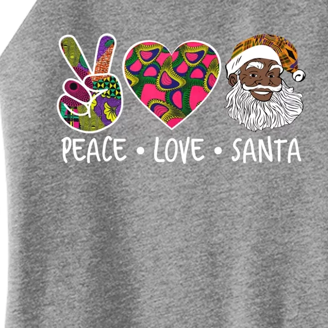 Peace Love Santa African Print Design African American Santa Gift Women’s Perfect Tri Rocker Tank