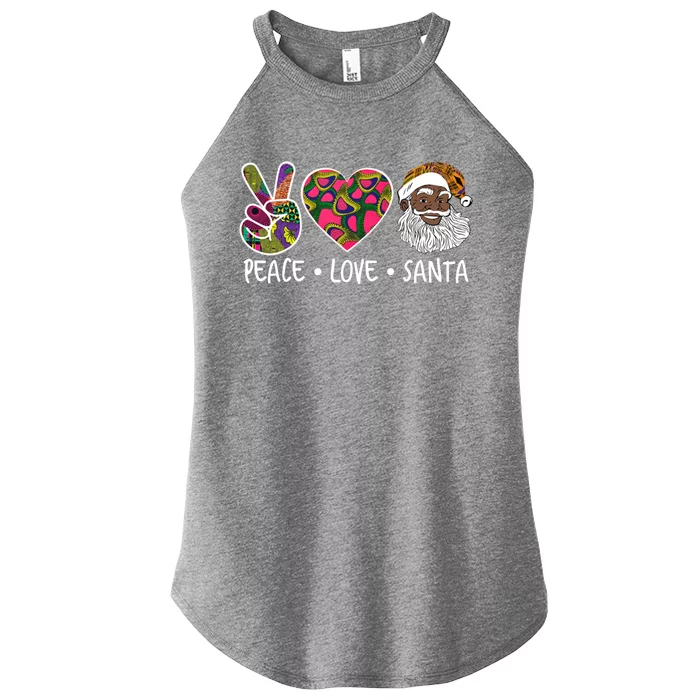 Peace Love Santa African Print Design African American Santa Gift Women’s Perfect Tri Rocker Tank