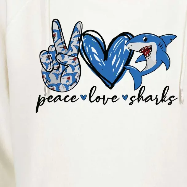 Peace Love Shark Womens Funnel Neck Pullover Hood