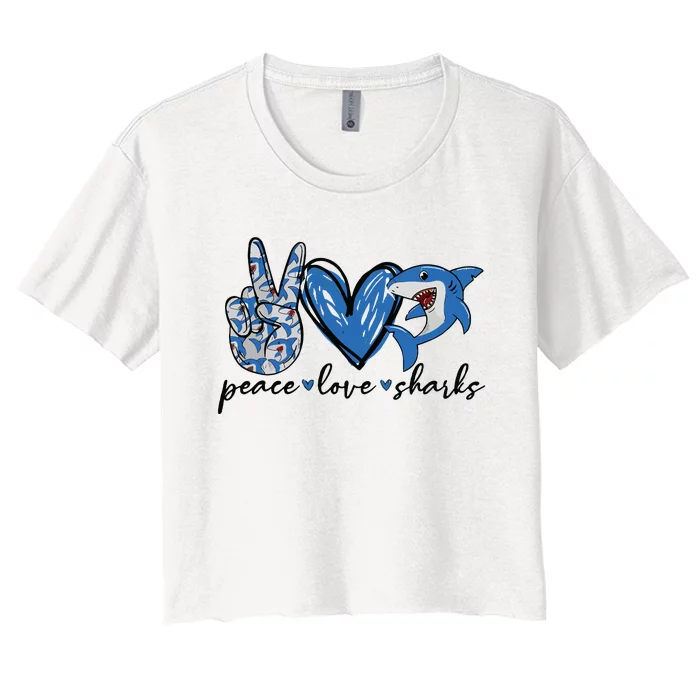 Peace Love Shark Women's Crop Top Tee