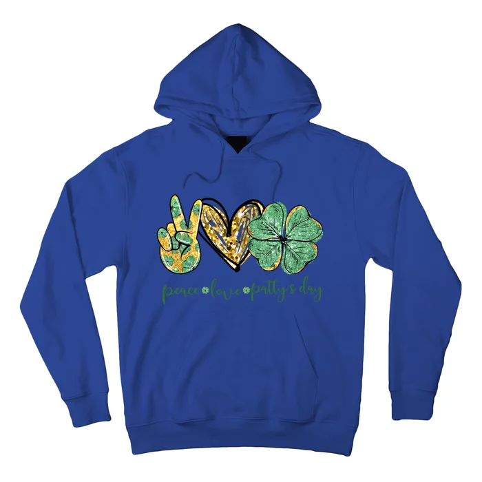 Peace Love St Patricks Day Gift Lucky Shamrock Gift Hoodie