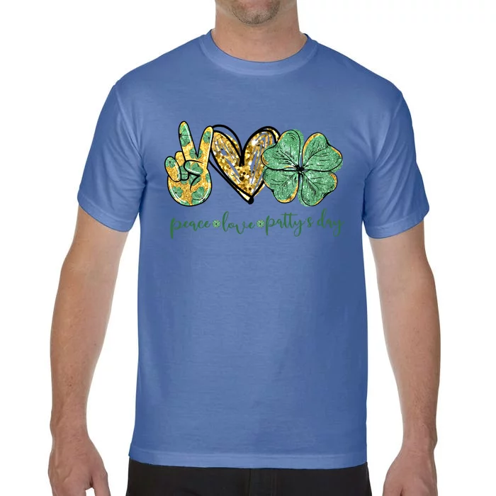 Peace Love St Patricks Day Gift Lucky Shamrock Gift Comfort Colors T-Shirt