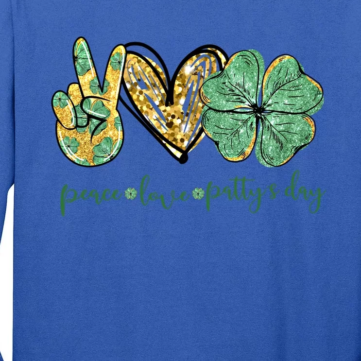 Peace Love St Patricks Day Gift Lucky Shamrock Gift Tall Long Sleeve T-Shirt