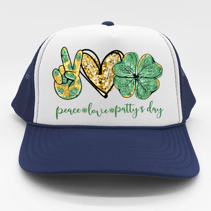 Peace Love St Patricks Day Gift Lucky Shamrock Gift Trucker Hat