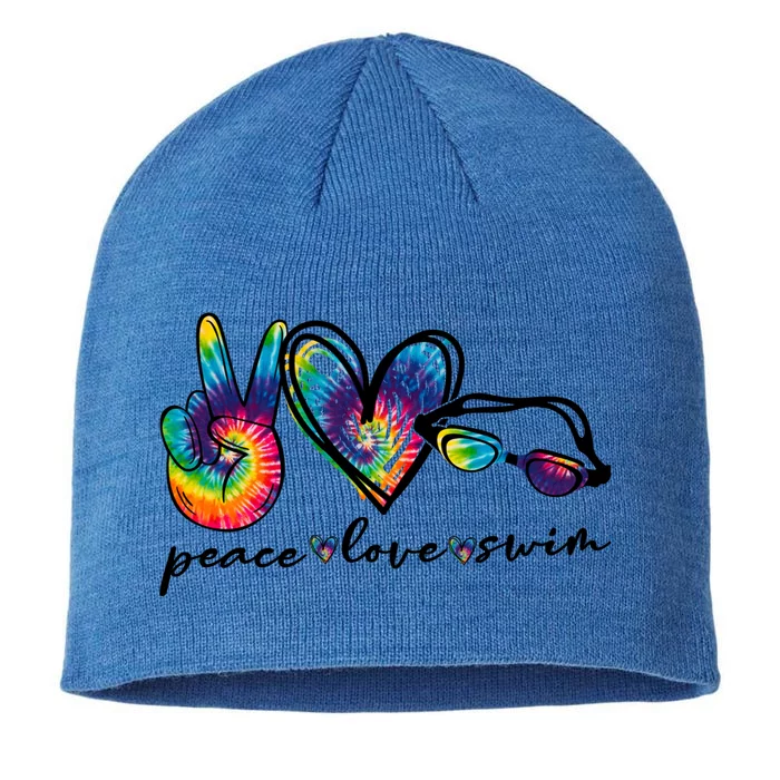 Peace Love Swim Goggles Tie Dye Swimmer Swimming Gift 8 1/2in Sustainable Knit Beanie