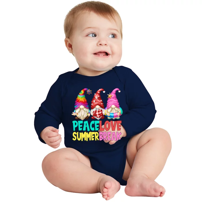 Peace Love Summer Break Chillin With My Gnomies Meaningful Gift Baby Long Sleeve Bodysuit