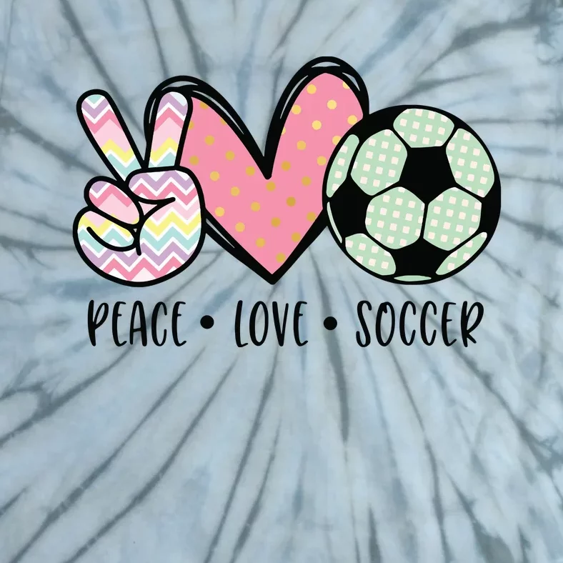 Peace Love Soccer Cute Design For Women Teen Girl Tie-Dye T-Shirt