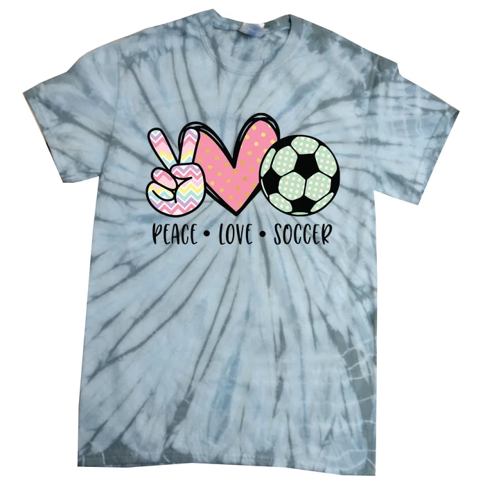 Peace Love Soccer Cute Design For Women Teen Girl Tie-Dye T-Shirt