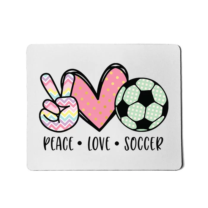 Peace Love Soccer Cute Design For Women Teen Girl Mousepad