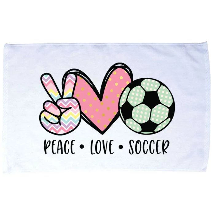 Peace Love Soccer Cute Design For Women Teen Girl Microfiber Hand Towel