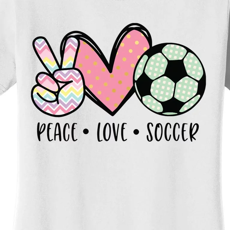 Peace Love Soccer Cute Design For Women Teen Girl Women's T-Shirt