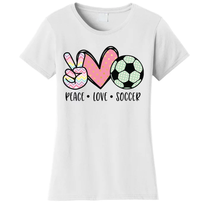 Peace Love Soccer Cute Design For Women Teen Girl Women's T-Shirt