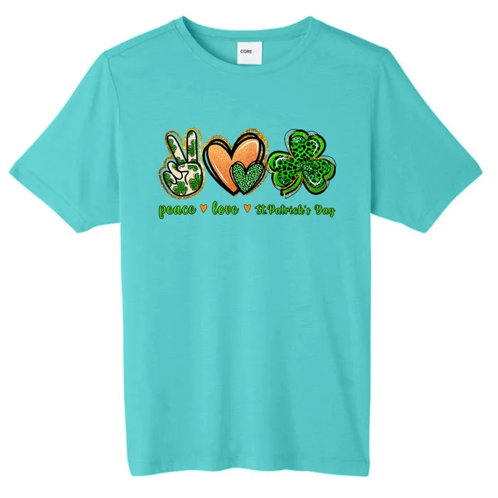 Peace Love St Patrick's Day Leopard Lucky Shamrock ChromaSoft Performance T-Shirt