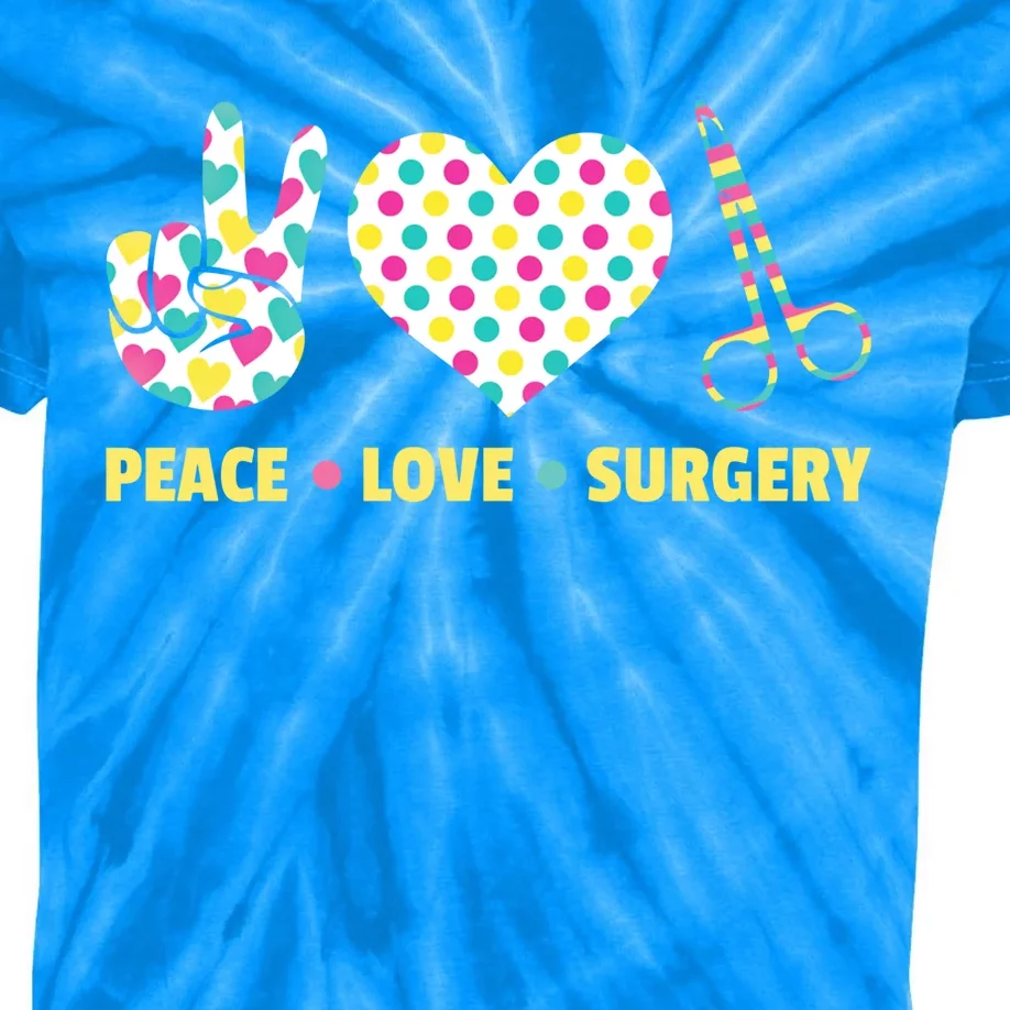 Peace Love Surgery Open Heart Surgery For Patients Cute Gift Kids Tie-Dye T-Shirt