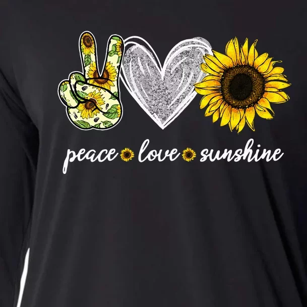 Peace Love Sunshine Sunflower Hippie Sunflower Lover Gifts Cooling Performance Long Sleeve Crew