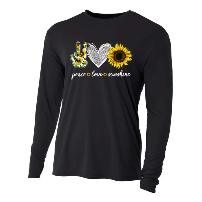 Peace Love Sunshine Sunflower Hippie Sunflower Lover Gifts Cooling Performance Long Sleeve Crew