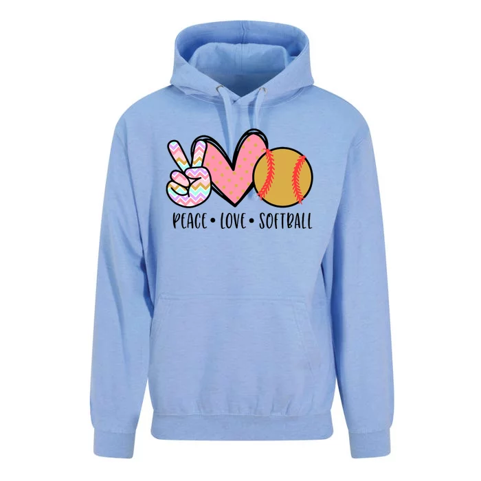 Peace Love Softball Cute Design For Women Teen Little Girl Unisex Surf Hoodie