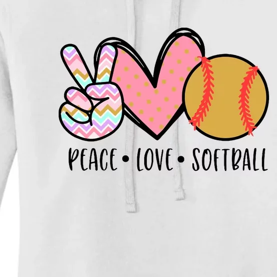 Peace Love Softball Cute Design For Women Teen Little Girl Women's Pullover Hoodie