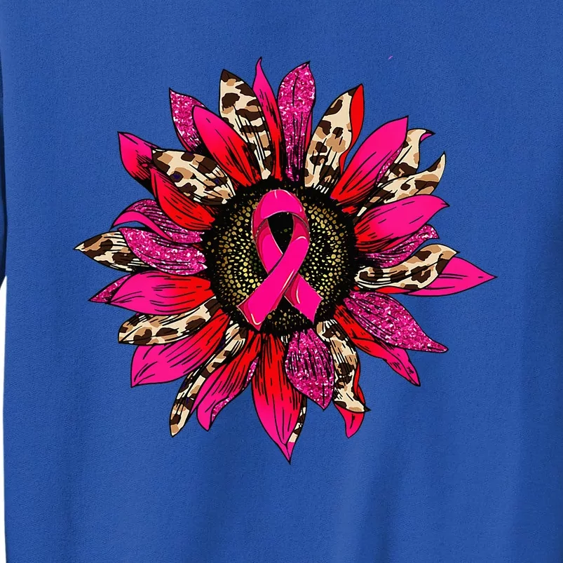 Pink Leopard Sunflower Breast Cancer Awareness Ribbon Sweatshirt