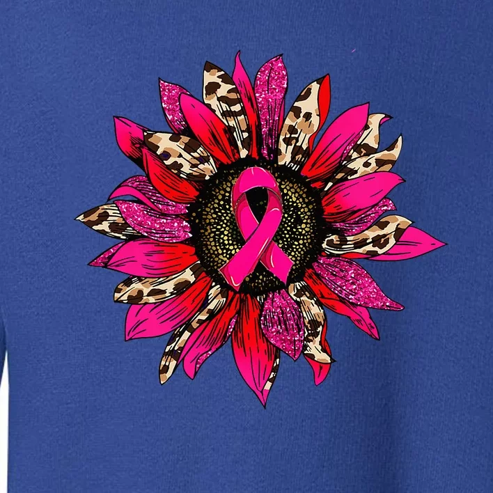 Pink Leopard Sunflower Breast Cancer Awareness Ribbon Toddler Sweatshirt