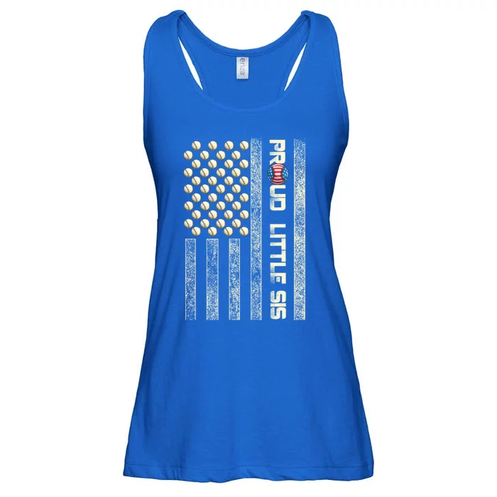 Proud Little Sis American Flag Baseball Sister Patriotic Great Gift Ladies Essential Flowy Tank