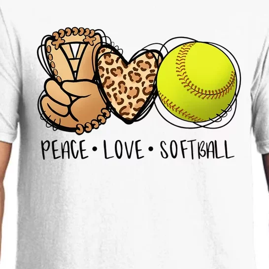 Peace Love Softball Moms Leopard Print Mother's Day Softball Pajama Set