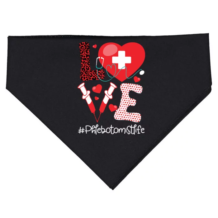 Phlebotomist Life Stethoscope Heart Medical Phlebotomy USA-Made Doggie Bandana