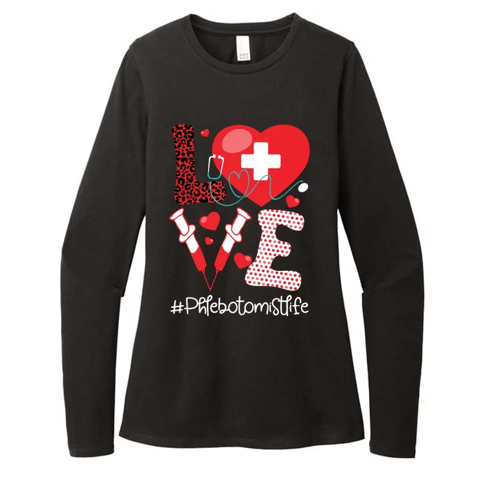 Phlebotomist Life Stethoscope Heart Medical Phlebotomy Womens CVC Long Sleeve Shirt