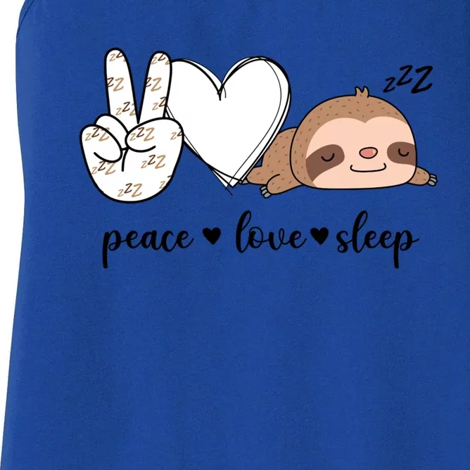 Peace Love Sleep Peace Hand Sign Sleep Sloth Lover Gift Women's Racerback Tank