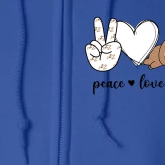 Peace Love Sleep Peace Hand Sign Sleep Sloth Lover Gift Full Zip Hoodie