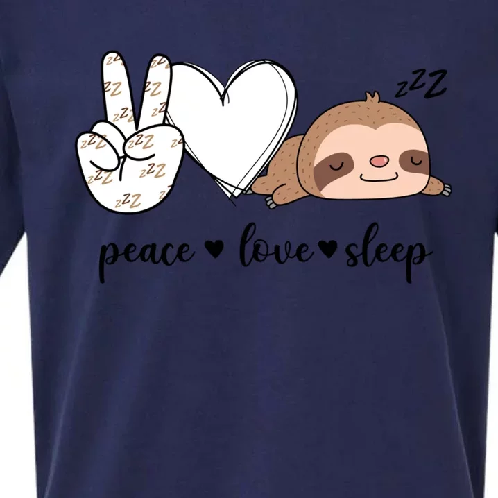 Peace Love Sleep Peace Hand Sign Sleep Sloth Lover Gift Sueded Cloud Jersey T-Shirt