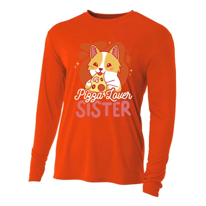 Pizza Lover Sister With A Dog Funny Gift Cooling Performance Long Sleeve Crew