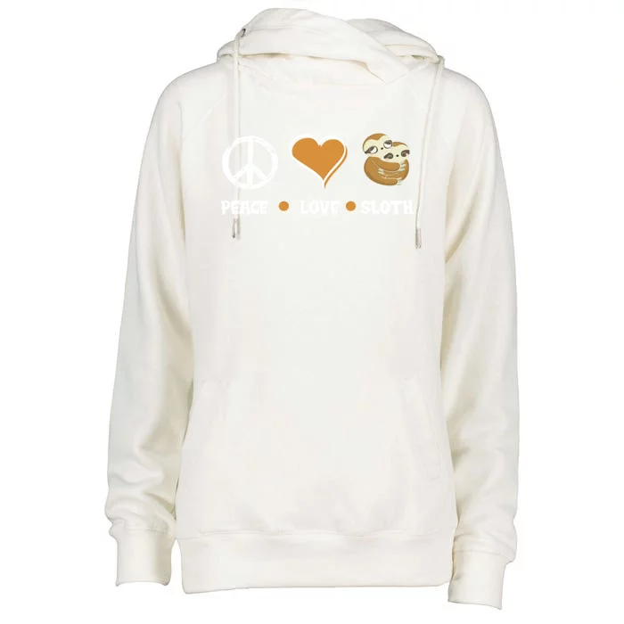 Peace Love Sloth Cute Sloth Lover Funny Sloth Gift Womens Funnel Neck Pullover Hood