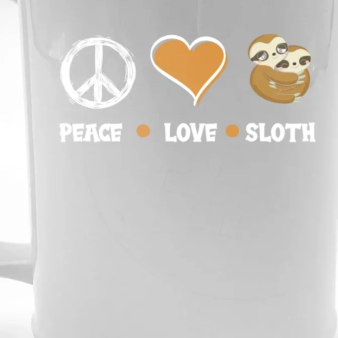 Peace Love Sloth Cute Sloth Lover Funny Sloth Gift Front & Back Beer Stein