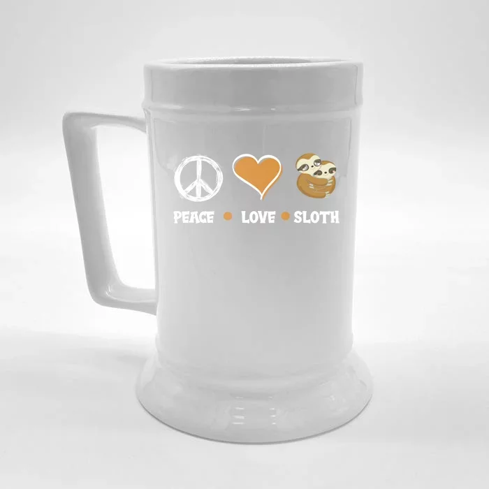 Peace Love Sloth Cute Sloth Lover Funny Sloth Gift Front & Back Beer Stein