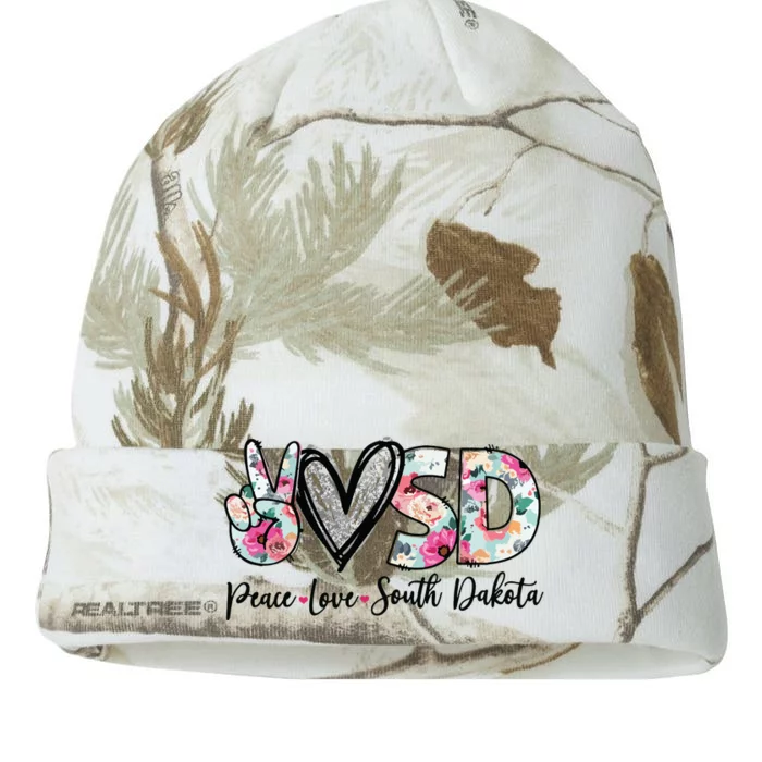 Peace Love South Dakota Vinatge Floral South Dakota Lovers Kati - 12in Camo Beanie