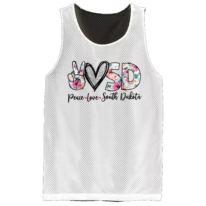 Peace Love South Dakota Vinatge Floral South Dakota Lovers Mesh Reversible Basketball Jersey Tank