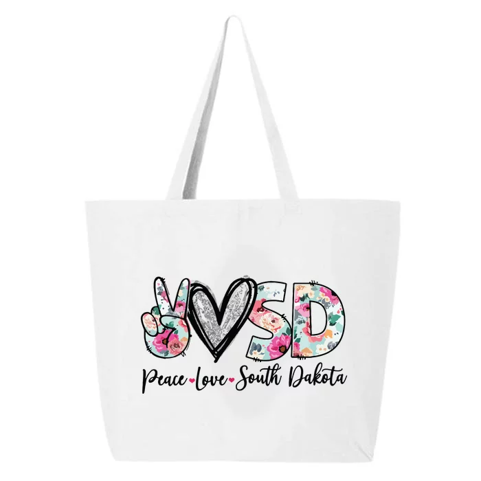 Peace Love South Dakota Vinatge Floral South Dakota Lovers 25L Jumbo Tote