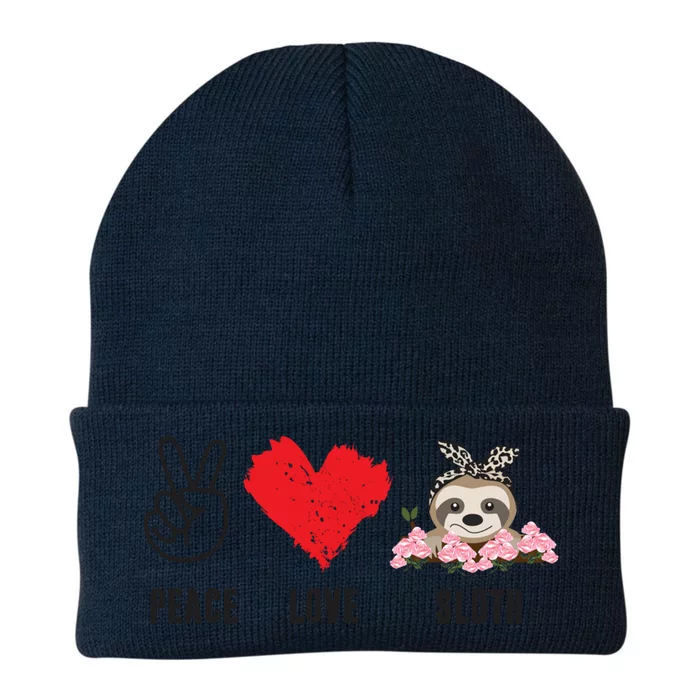 Peace Love Sloth Funny Sloth Love Great Gift Knit Cap Winter Beanie