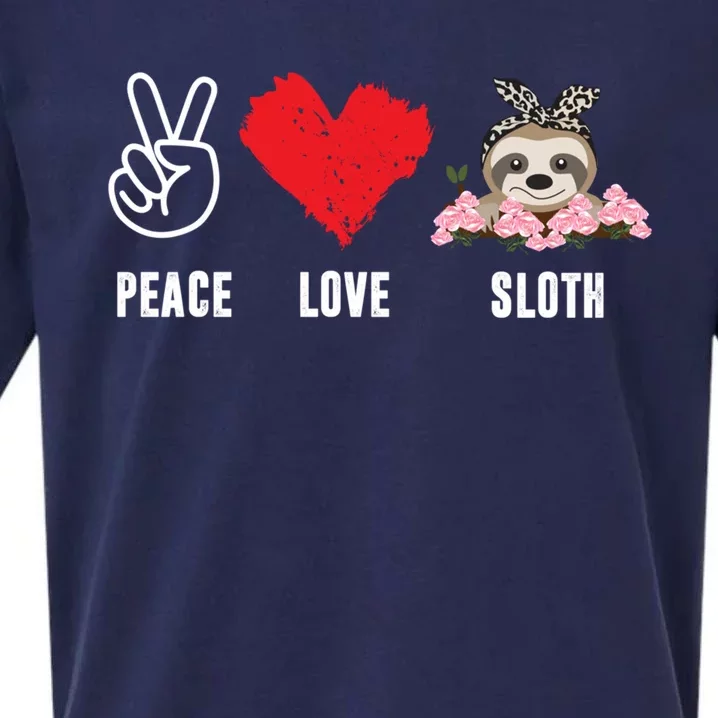 Peace Love Sloth Funny Sloth Love Cute Gift Sueded Cloud Jersey T-Shirt